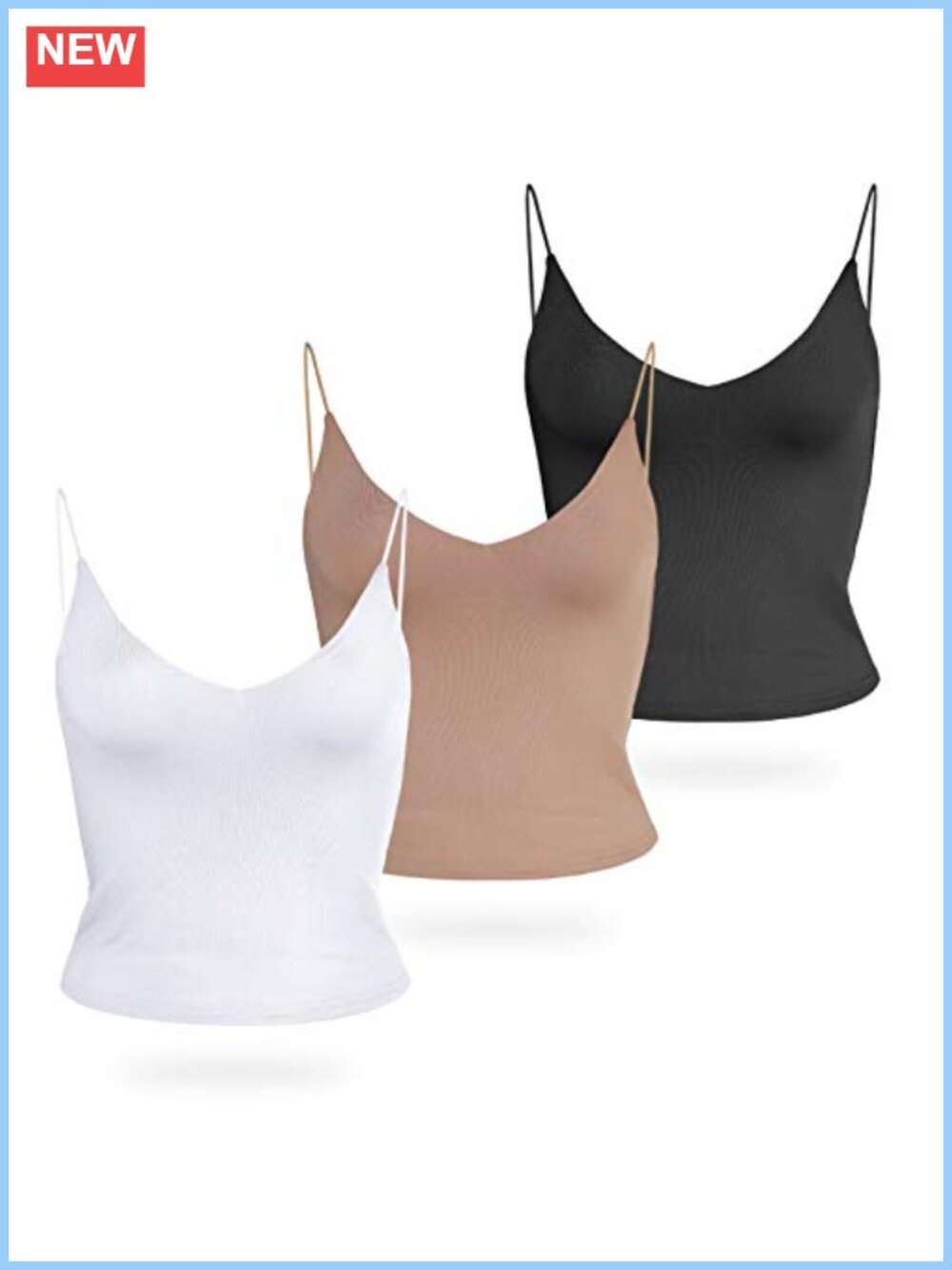 Deep V Neck Double Layer Crop Cami Spaghetti Strap Tank Top